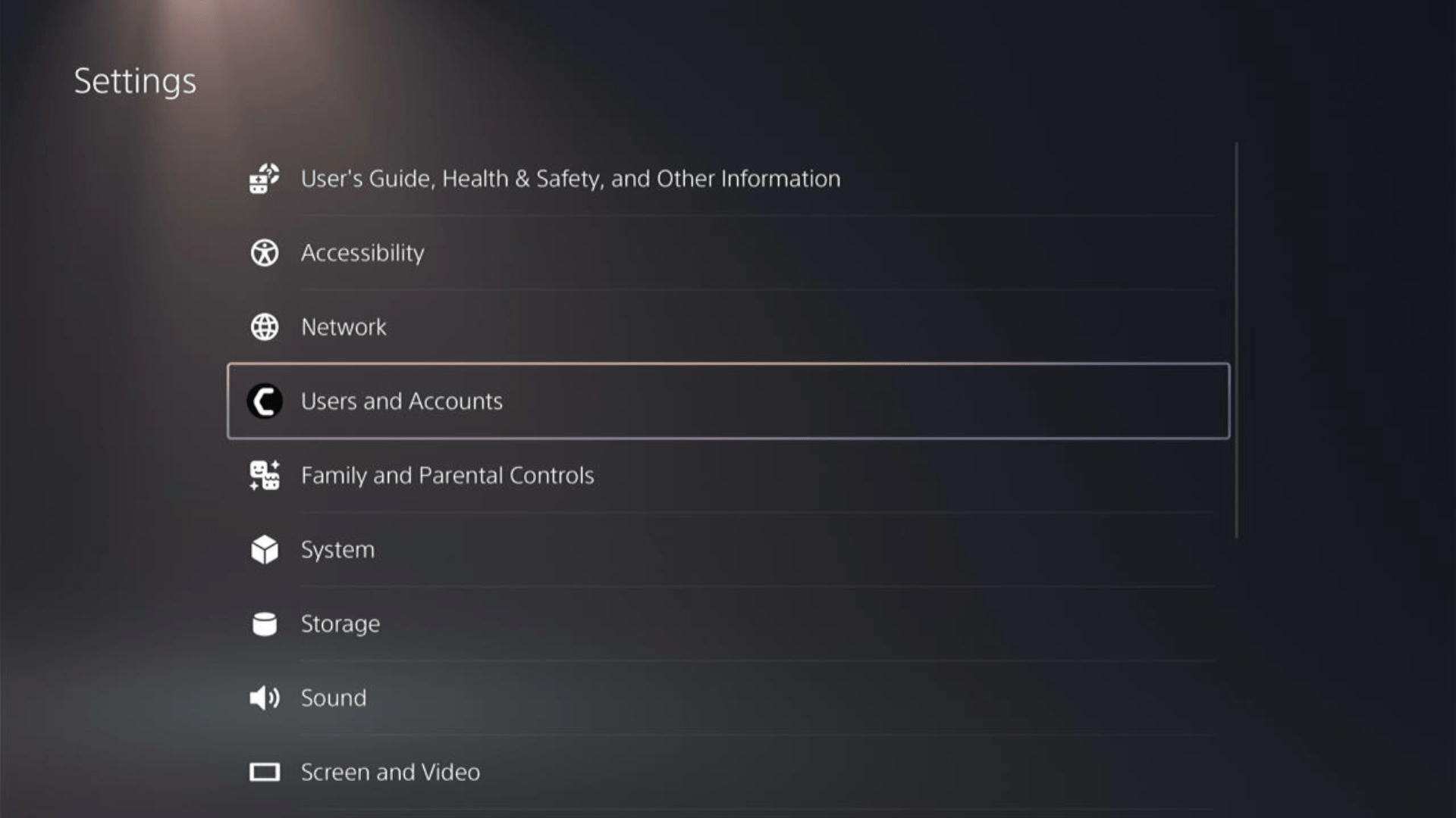 ps5 settings user and accounts