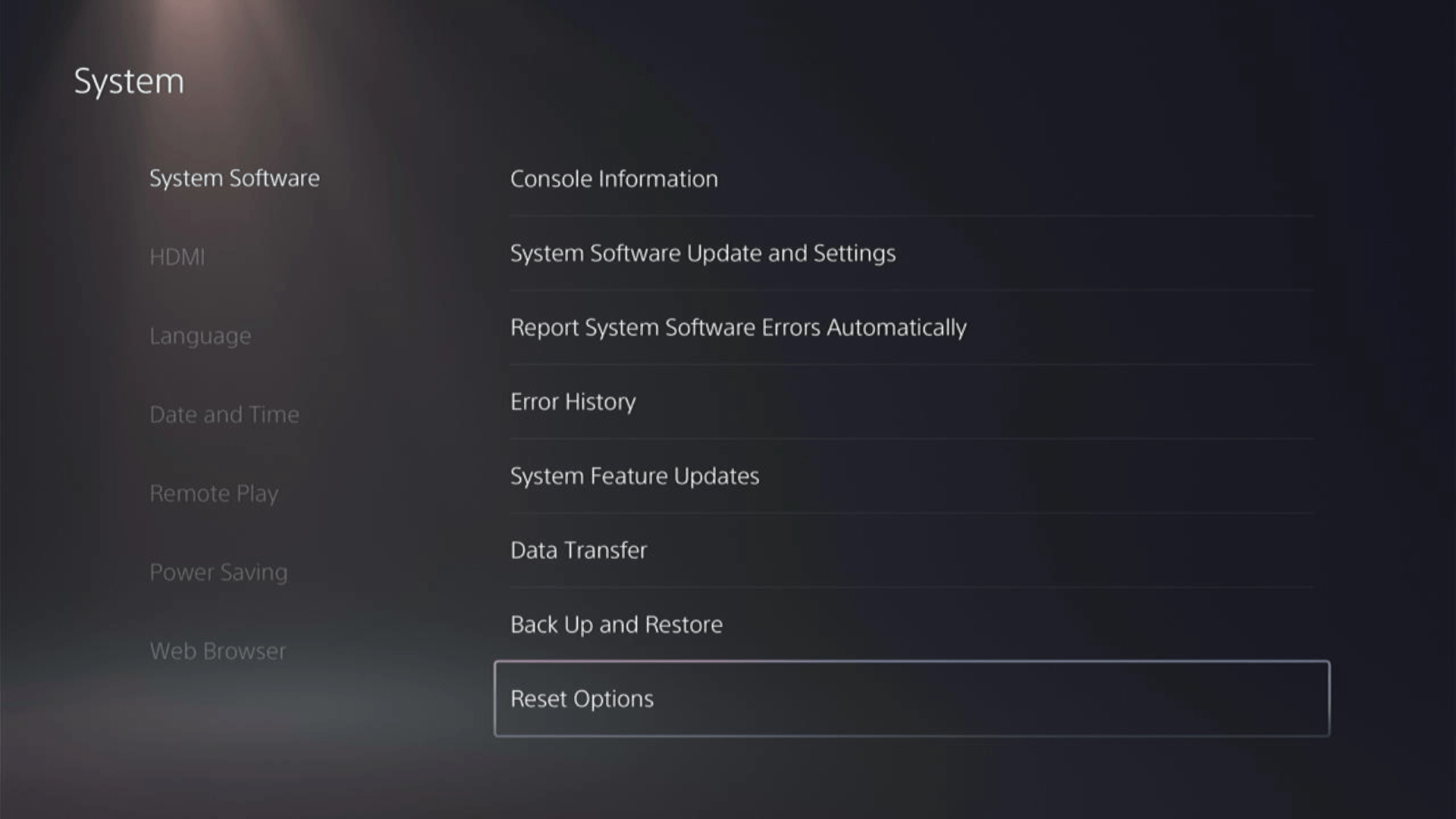 ps5 system software reset options
