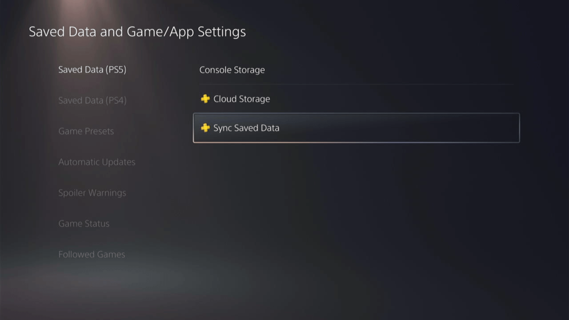 sync saved games data on ps5