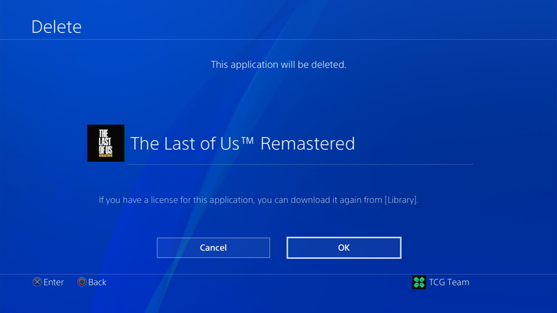 press ok to delete the game on ps4
