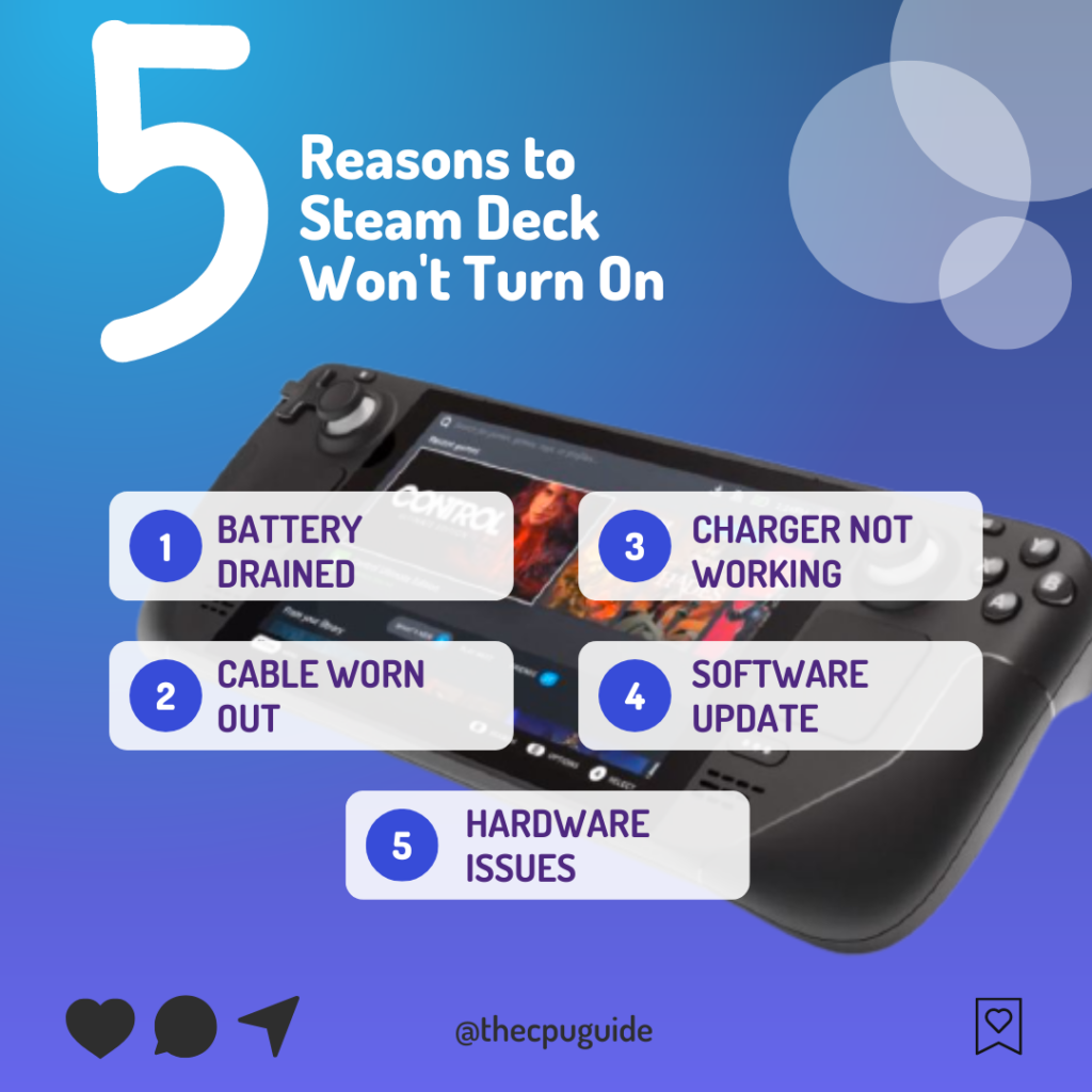 reasons to steam deck wont turn on