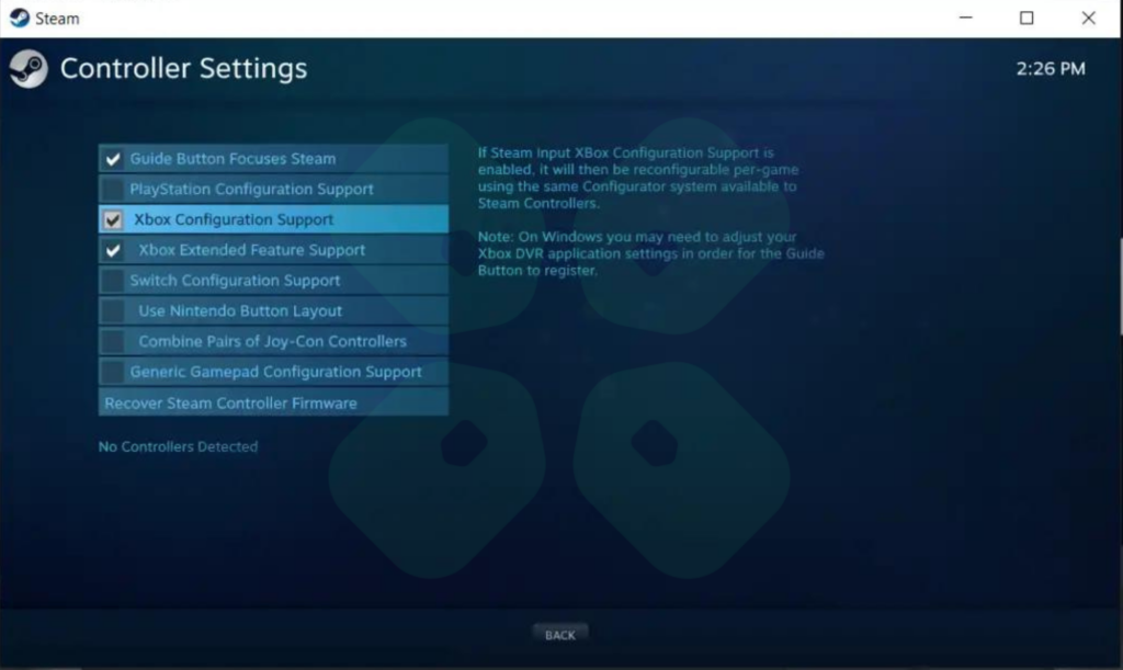 Controller Settings on Steam