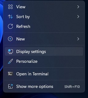 Display settings on Windows 11