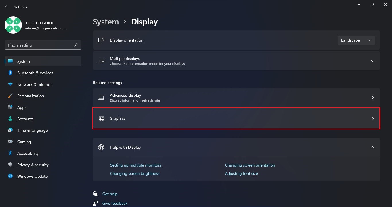 Graphics option in Windows 11 settings 1