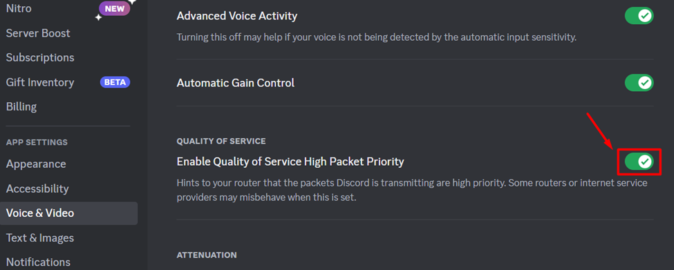 Enabling High Packet Priority in Discord