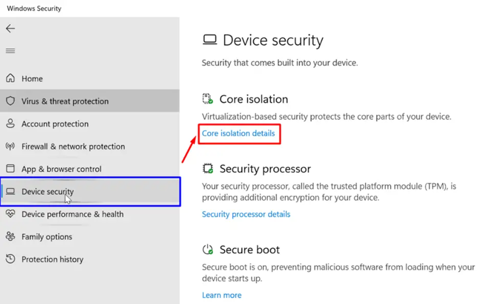 Device Security and Core Isolation