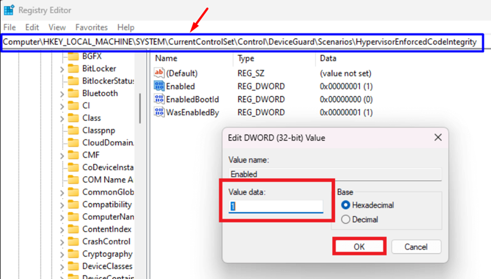Enabling Core Isolation from Registry in Windows 11