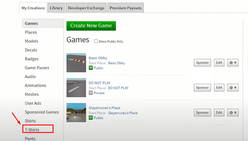 Accessing T-Shirt Tab in Roblox