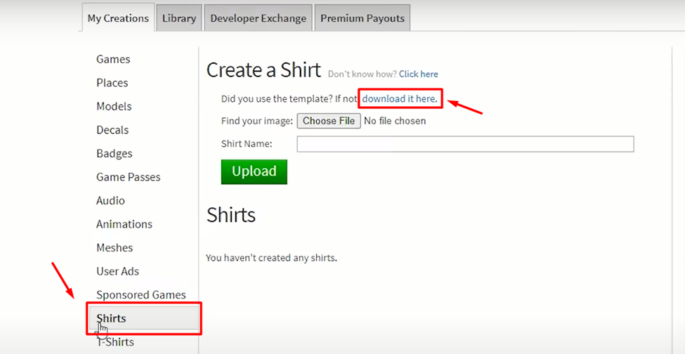Downloading Shirt Template from Roblox