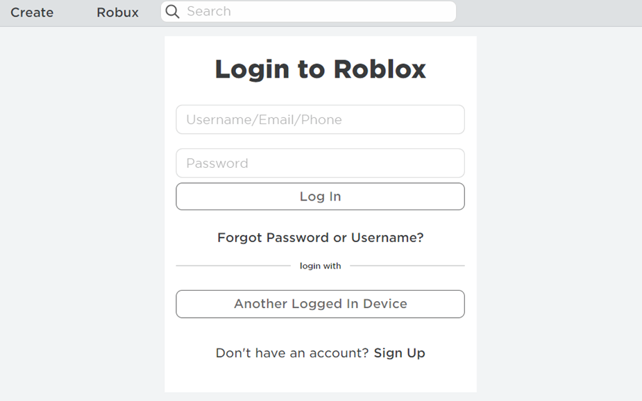 Roblox Website Login Page