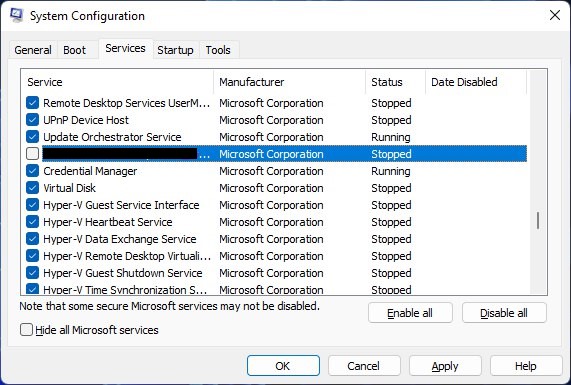 System configuration on Windows 11
