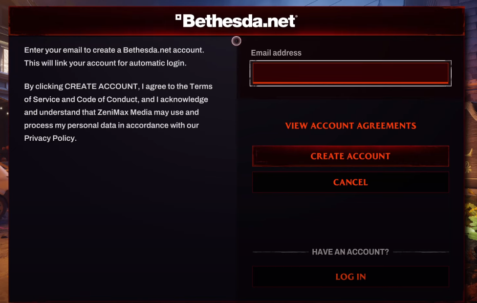 create account on bethesda
