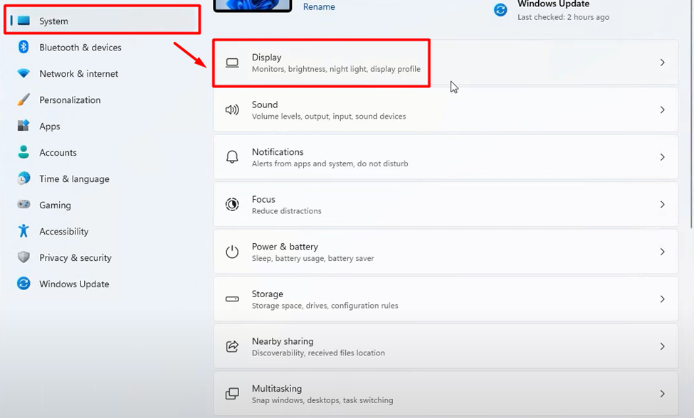 Opening Display Settings from Windows System