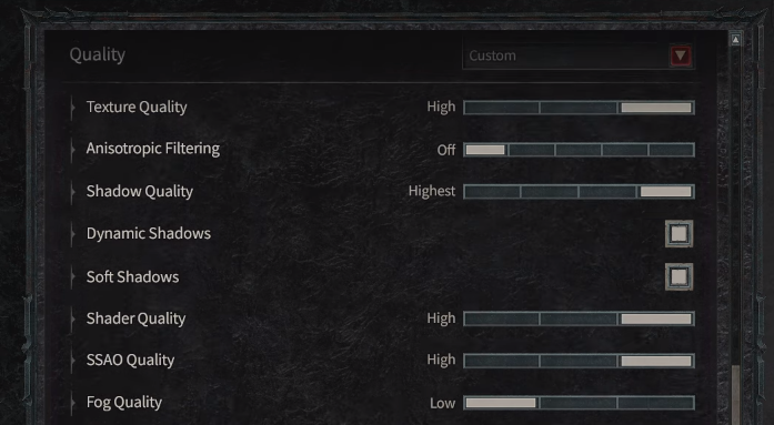Diablo 4 Ingame quality settings