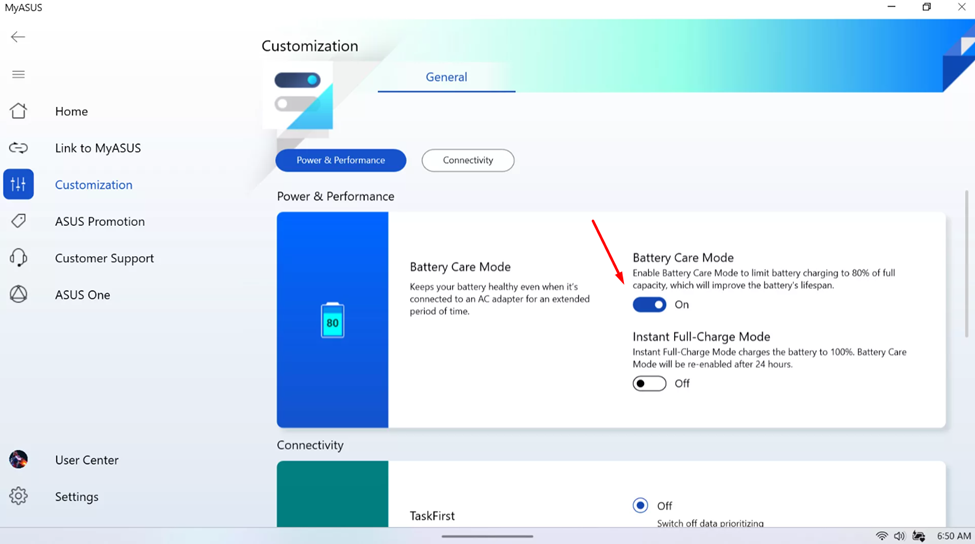 Asus ROG Ally Battery Saving from MyASUS App