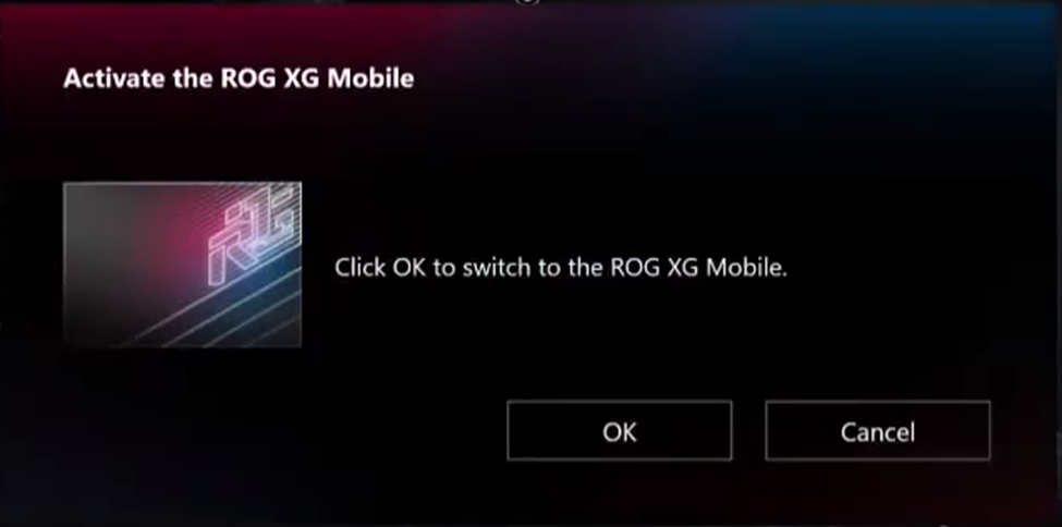 Activating ROG XG Mobile to attach Asus ROG Ally