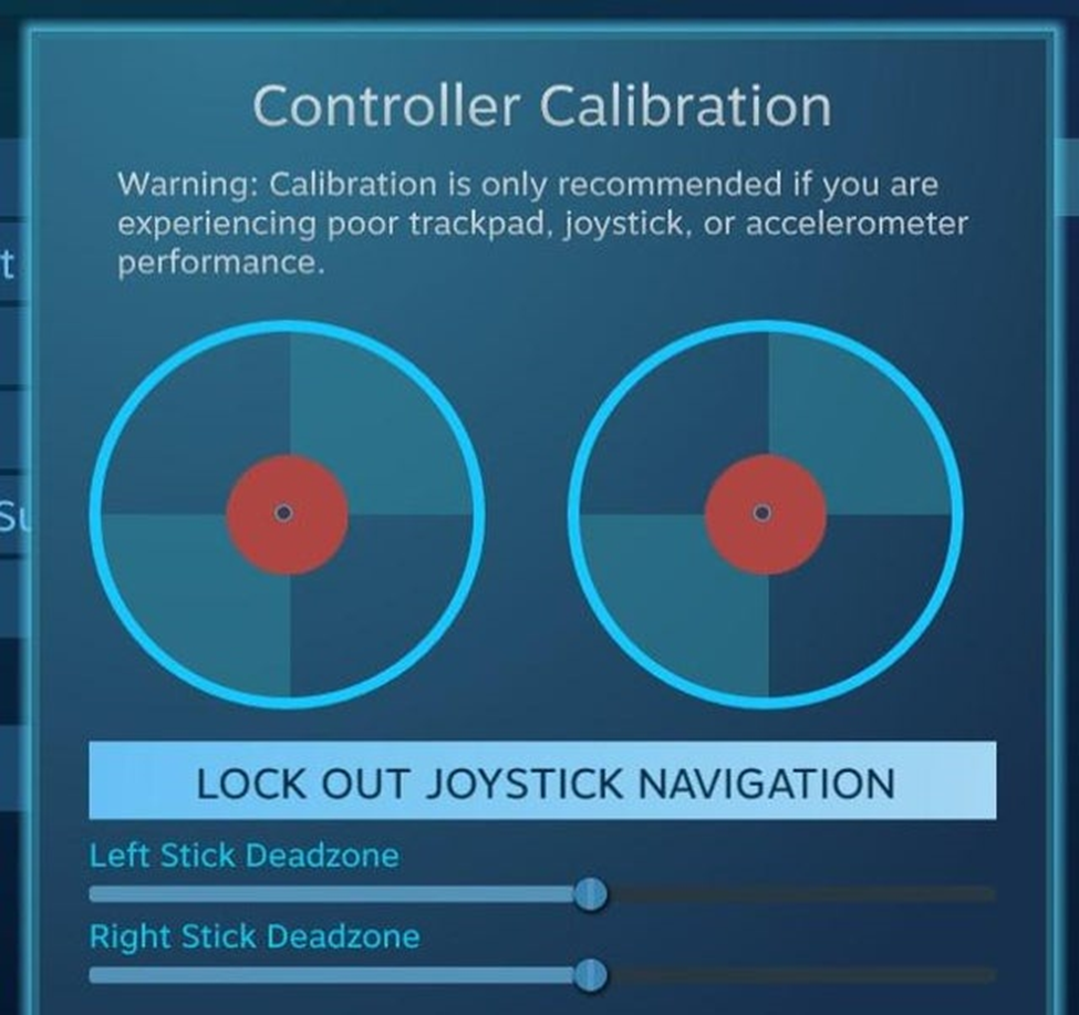 Calibrating Deadzones of controllers via Steam