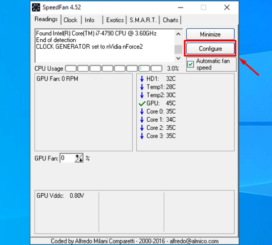 Accessing fan configuration from SpeedFan software