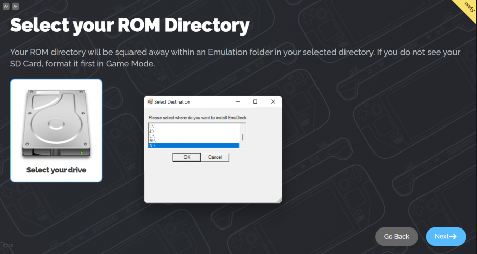 Selecting ROM directory