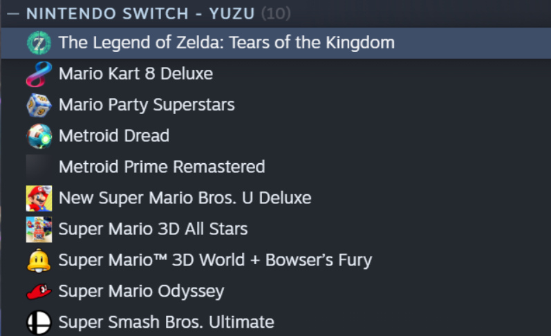 List of Games in Yuzu Emulator