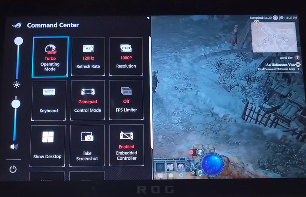 Running Diablo IV on Asus ROG Ally with Turbo Mode