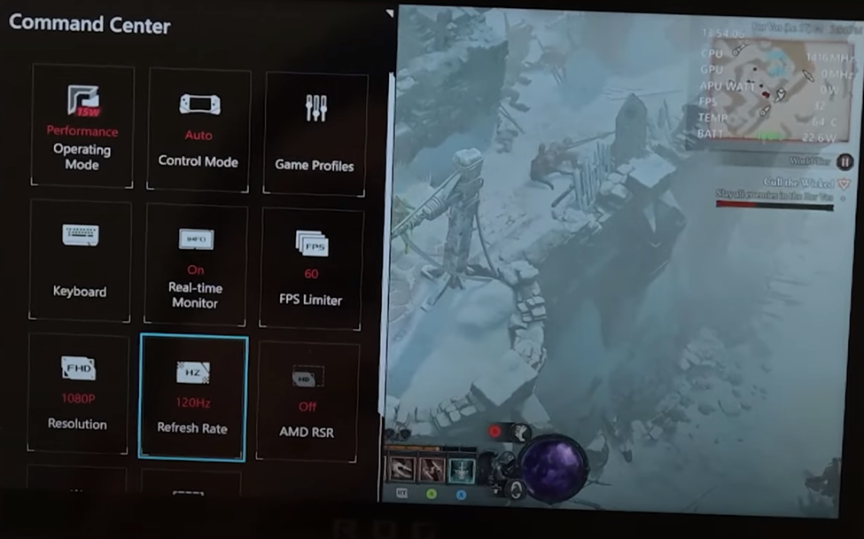 Running Diablo IV on Asus ROG Ally with Performance Mode