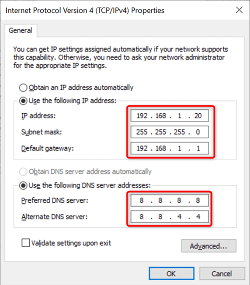 Changing IP addresses to fix Wi-Fi issues