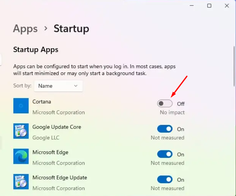 Ending Startup Apps in Windows 11