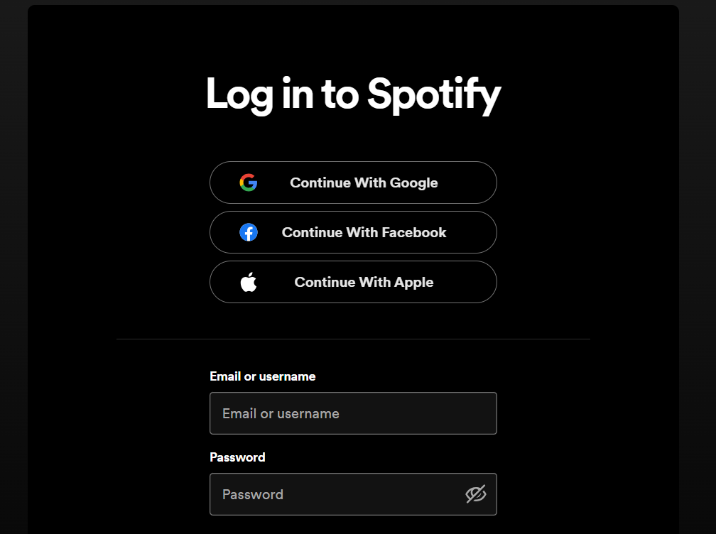 log in spotify