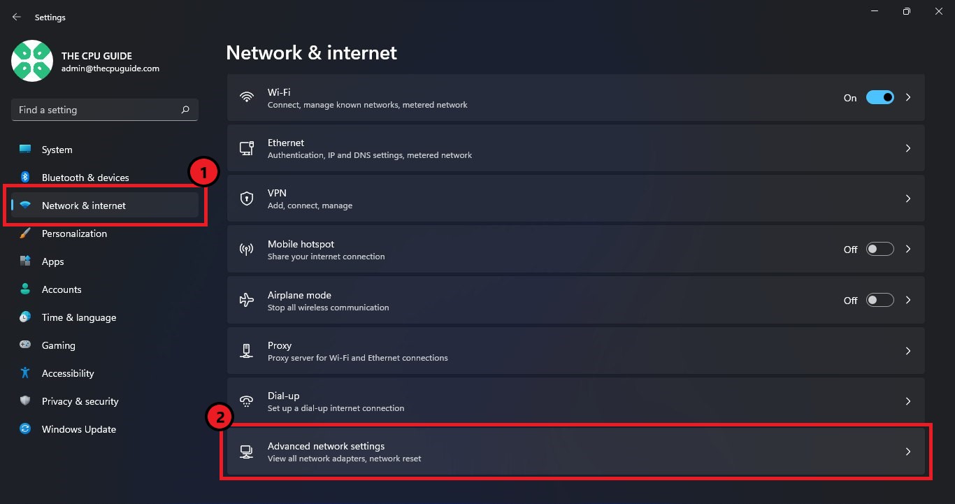 network and internet on windows 11