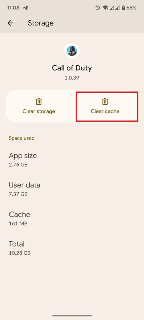 Clear cache on android 2 1