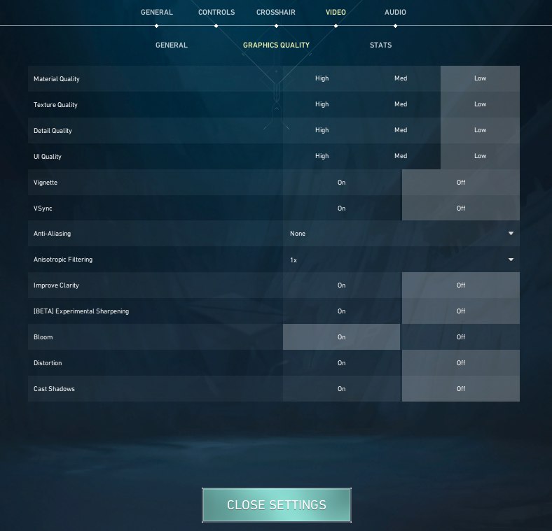 Valorant Graphic quality settings