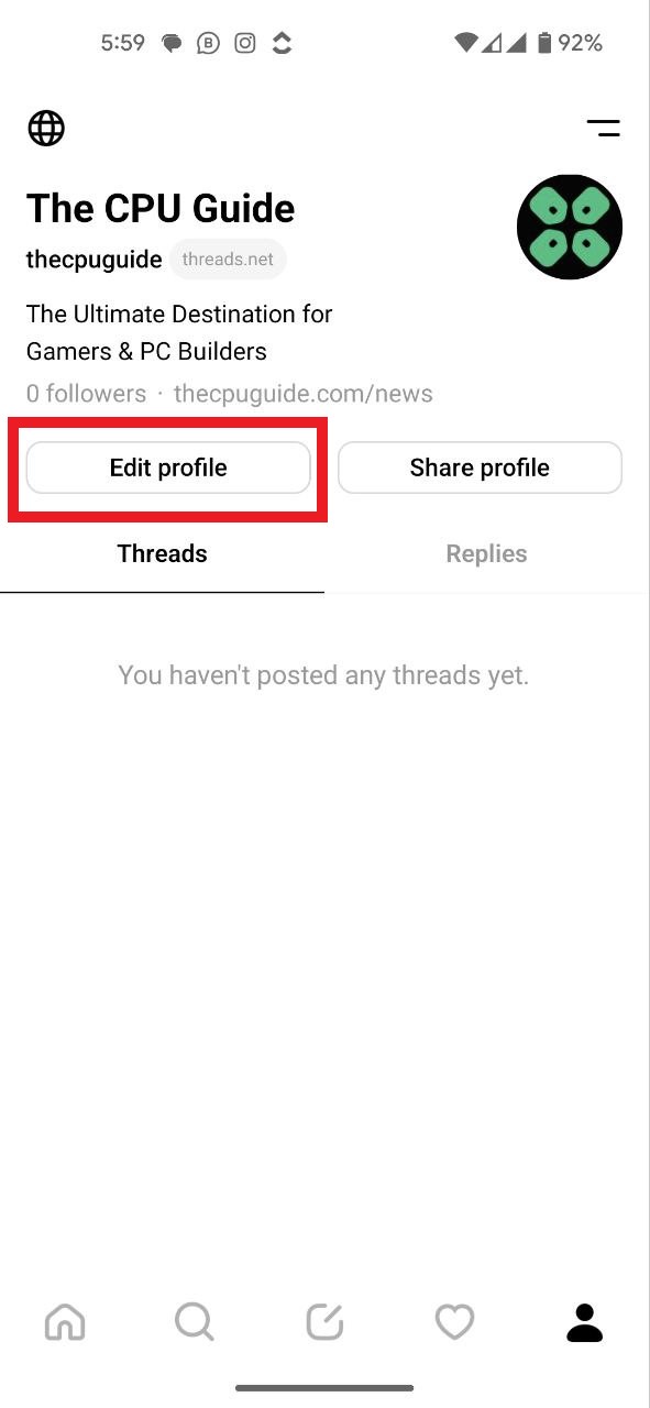 edit profile button