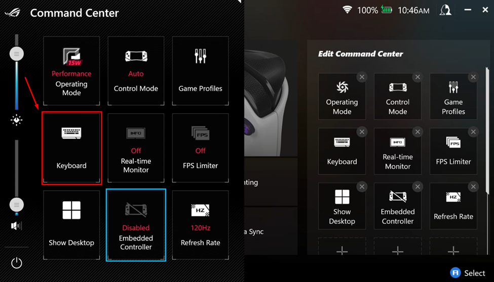 Opening Keyboard via Command Center on Asus ROG Ally