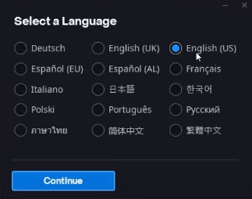 Selecting Language on Battle.net