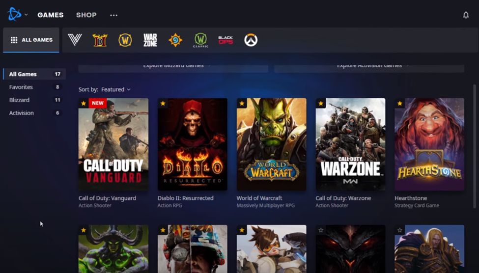 Battle.net Games Library