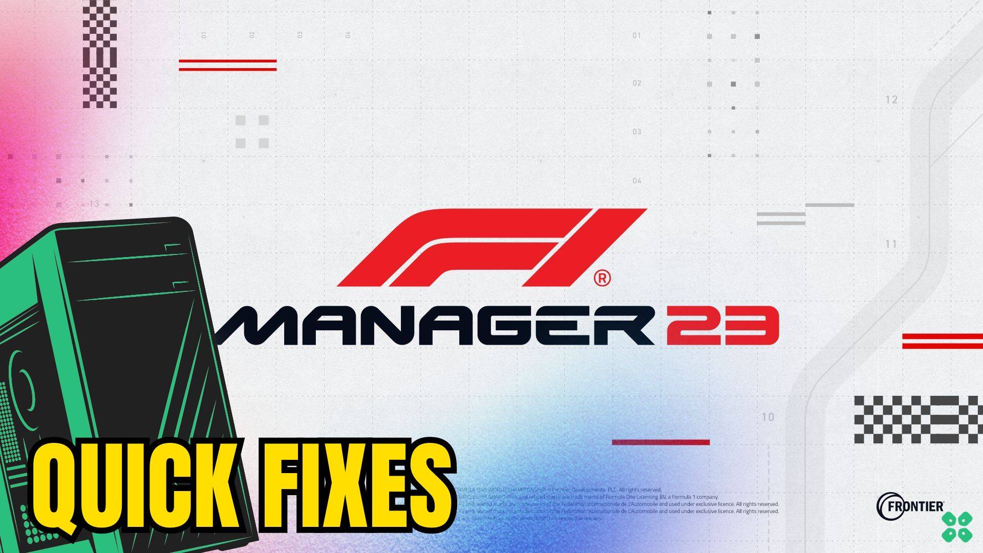 Artwork of F1 Manager 2023 and its fix of crashing by TCG