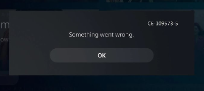 PS5 error CE-109573-5