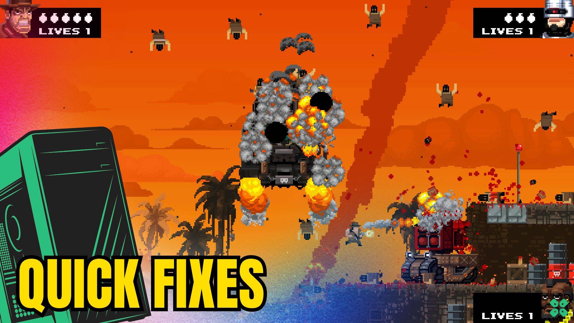 Artwork of Broforce and its fix of crashing by TCG