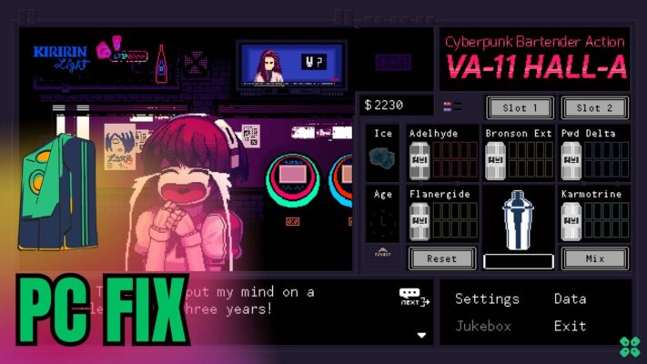 Artwork of VA-11 Hall-A Cyberpunk Bartender Action and its fix of crashing by TCG