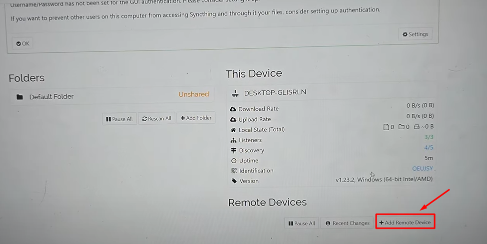 Add a Device Syncthing