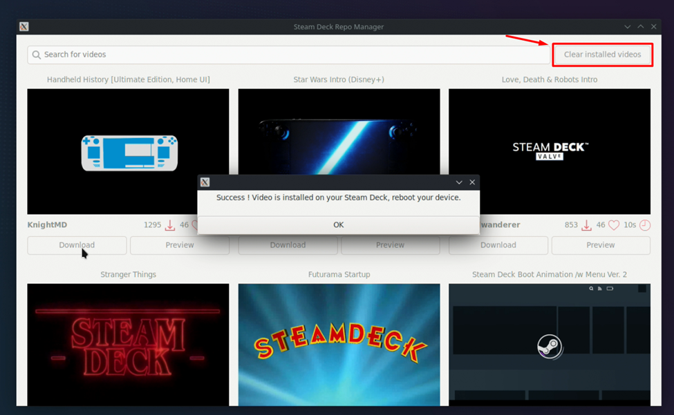 Downloading Videos on Steam Deck Repo Manager