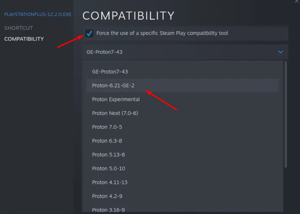 Running PS Plus in Compatibility with Steam OS