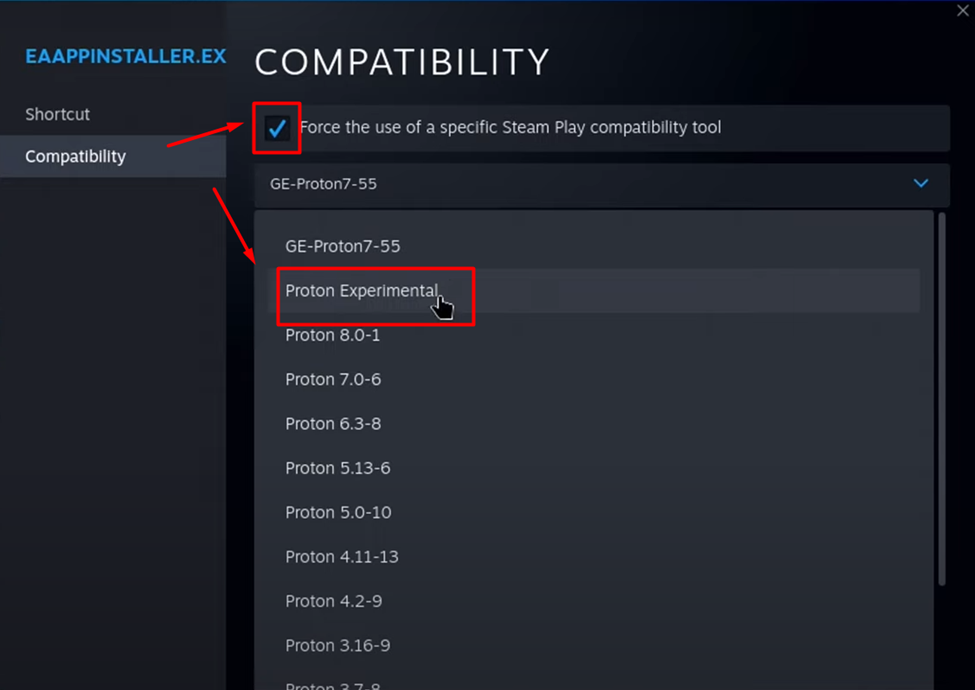 Setting EA App Installer Compatibility