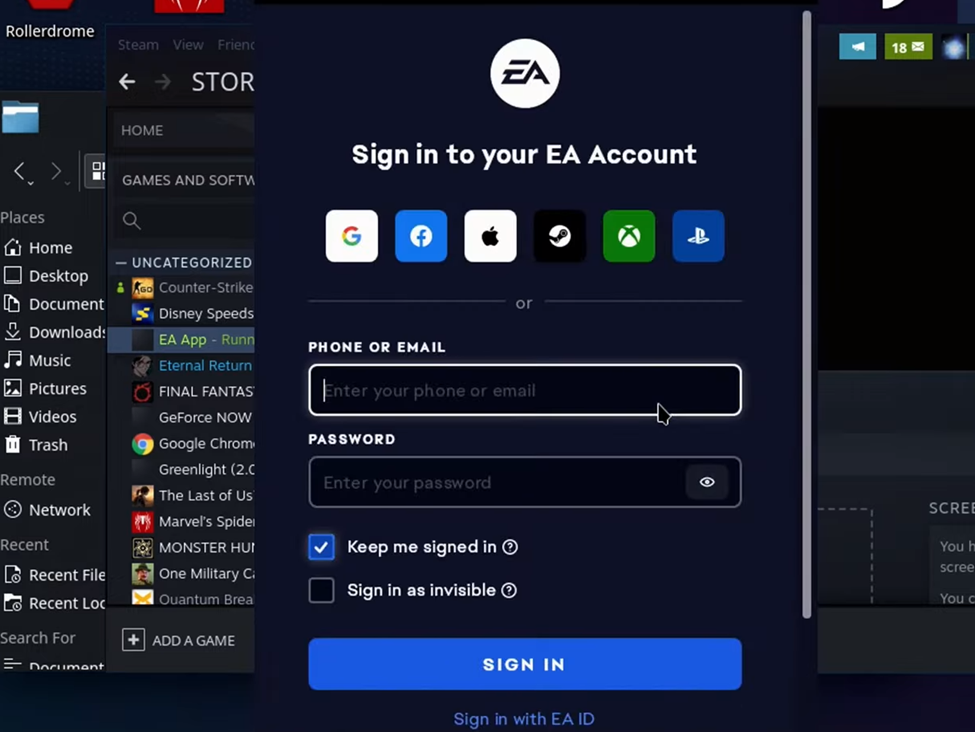 EA Desktop App Sign-in