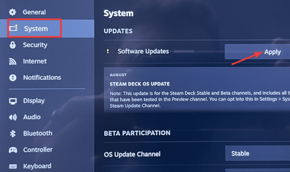 Updating Steam Deck Firmware