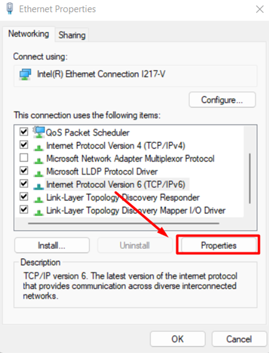 Enabling IPV6 on Ethernet Connection
