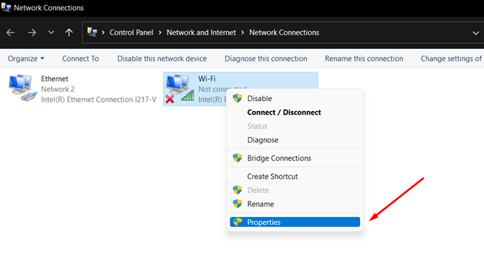 Accessing Wi-Fi Properties on Windows 11