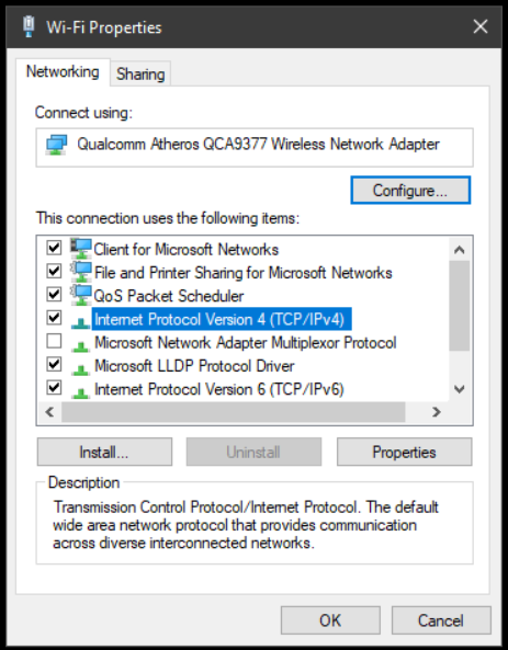 Accessing Internet Protocol Version 4(TCP/IPv4) Properties