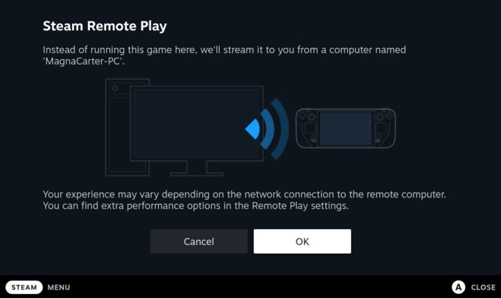 Steam Deck Remote Play via Steam Link